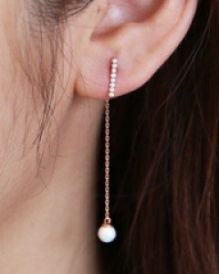 14K 18K 밀키 롱 진주 귀걸이