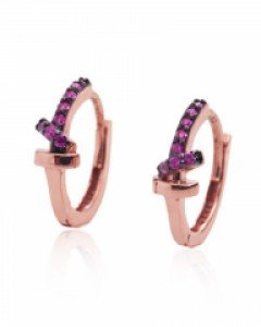 14K 18K 트윈 콤비 T 귀걸이 원터치 레드 블루