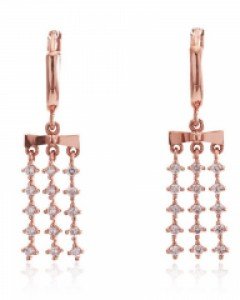 14K 18K 리본 쓰리라인 드롭 귀걸이 딸랑 원터치