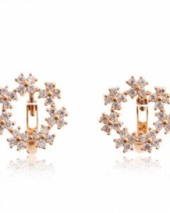 14K 18K 큐빅 플라워 서클 원터치 귀걸이