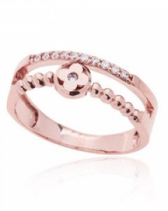 14K 18K 노블 플라워 믹스 라인 반지 클로버 투 트윈 콤비 볼