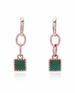 14K 18K 그린 오닉스 스퀘어 귀걸이