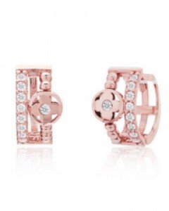 14K 18K 노블 플라워 믹스 라인 귀걸이 원터치 클로버 투 트윈 콤비 볼