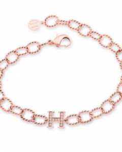 14K 18K H 꽈배기 링 체인 팔찌 볼드 서클 트위스트 이니셜 알파벳 에이치