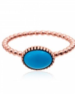 14K 18K 서클 블루 터키석 반지 원 타원 심플 터키 엠보