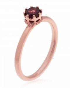 14K 18K 심플 탑 레드 가넷 반지 원큐 로즈골드