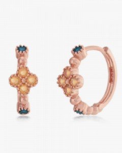 14K 18K 유색 클로버 엠보 볼 귀걸이 은은한 파스텔 원터치