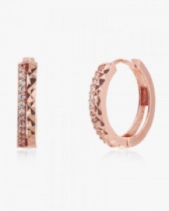 14K 18K 투라인 샤인 컷팅 큐빅 귀걸이 원터치