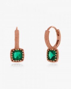 14K 18K 사각 에메랄드 원터치 귀걸이 그린 초록 컬러 비비드