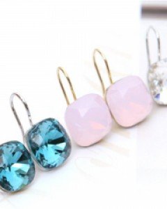 CE474 실버고리사각크리스탈 귀걸이