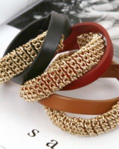 CB1459 D.골드체인2줄 팔찌 [가죽]