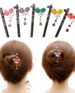 H-263 오색보석  비녀 / 뒤꽂이 / 머리꽂이 / 한복장식 / 헤어핀