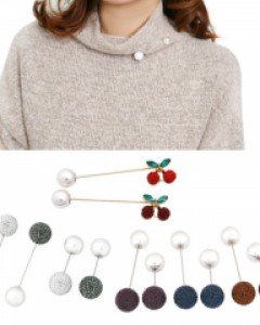 일자진주 보석 브로치