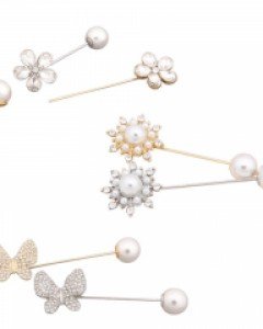 일자진주 패턴볼 브로치