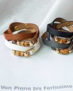 CB2052 2줄뱀부가죽B 팔찌