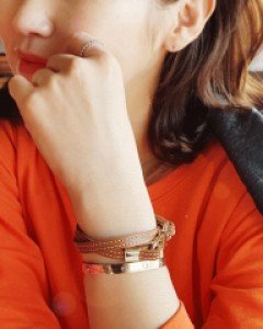 CB2077 크로스 두줄 가죽 팔찌