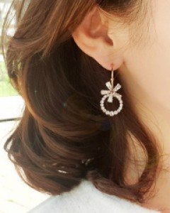 CE1486 스톤꽃 링 귀걸이