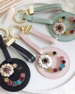 AC065 씨플라워 보석 키홀더 / 가죽 가방장식