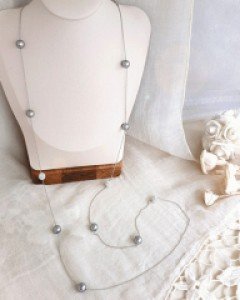 CN2102 스톤 진주 믹스 롱체인 목걸이