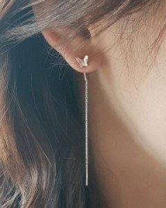 SE053 미니 나비 실버 롱체인 귀걸이 무료배송