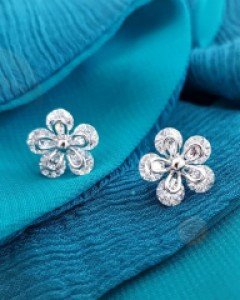 SE058 925 실버 유리꽃 은귀걸이 무료배송
