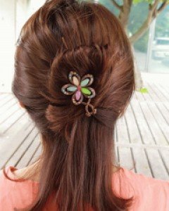 H-763 행운꽃 집게 비녀 / 뒤꽂이 / 머리꽂이