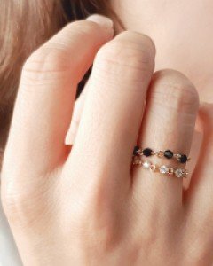 CR1225 프리사이즈 블랙비즈 패션반지