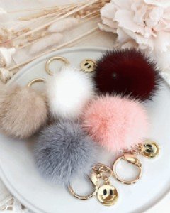 AC077 스마일 밍크 열쇠고리 / 가방참장식