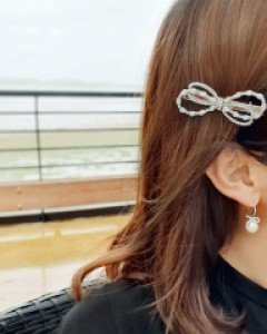 H-771 우유빛 리본 집게핀 / 헤어핀