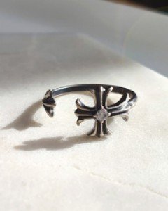 SR238 실버925 앤틱크로스 오픈 은반지