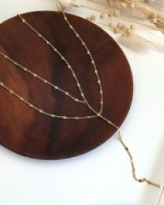 CN2134 두줄 믹스체인 롱Y 목걸이