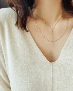 CN2133 두줄 플랫체인 롱Y 목걸이