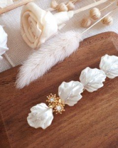 H-848 자개 나뭇잎 보석 수동핀 / 머리핀 / 헤어핀