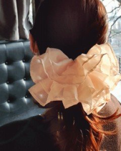 H-863 쉬폰 왕프릴 곱창 머리끈 / 4컬러 / 헤어슈슈