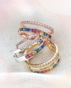 CR1229 컬러 스톤 두줄 큐빅 패션반지
