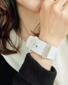 CB2097 큐빅 모던벨트 가죽 팔찌
