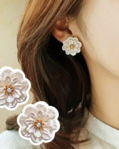 CE1571 2단 플라워 펄 귀걸이 / 귀찌