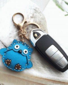 AC109 가죽 통통 부엉이 열쇠고리 키링 홀더 / 10컬러