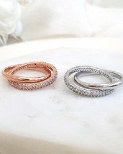 CR1242 더블 꼬임 큐빅링 패션반지 / 2컬러