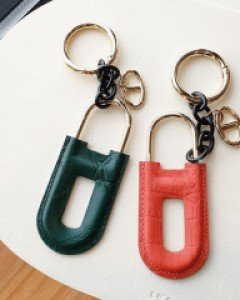 AC112 메탈 가죽 호른 열쇠고리 가방참장식 키링 홀더 / 6컬러