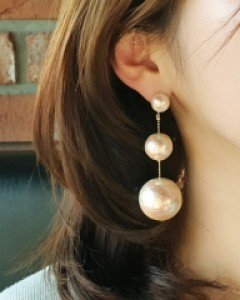 CE1589 볼륨 왕진주 3단 귀걸이