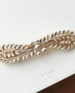 H-1064 골드 메탈 날개 진주 헤어핀 / 머리핀 셀프웨딩소품