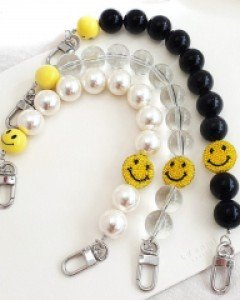 PA043 반짝 보석 스마일 핸드폰 스트랩 휴대폰 숄더 손목 줄 고리 / 3컬러 / 무료배송