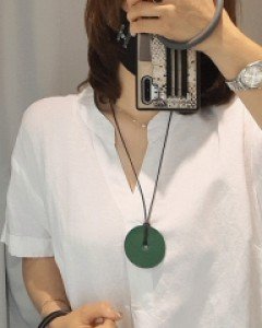 CN2153 안나 가죽원 매듭 롱 목걸이 / 7컬러