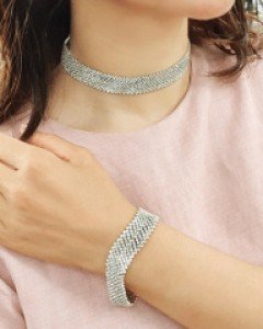 CN2168 벨라 넓은 보석 초커 목걸이 팔찌