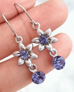 CE1604-S 수잔 미니꽃 딸랑 크리스탈 드롭 귀걸이 귀찌 / 5컬러