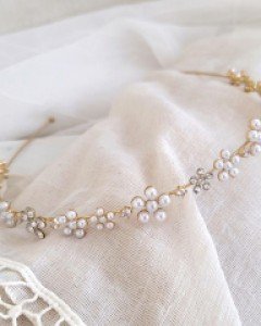 H-1126 러블리 진주 보석 꽃송이 머리띠 헤어밴드 / 셀프웨딩소품