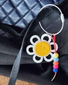 PA088 뽀글 라인 스마일꽃 핸드폰 레이어드 장식 고리 키링 열쇠고리 가방참장식 / 3컬러