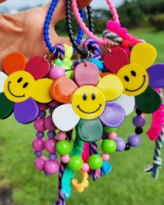 AC129 형광 플라워 스마일 열쇠고리 키링 골프 악세사리 / 3컬러