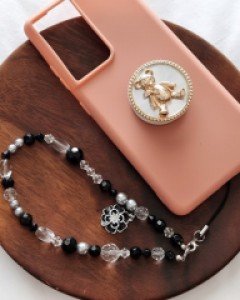 PA092 코코 블랙 핸드폰 고리 줄 폰스트랩